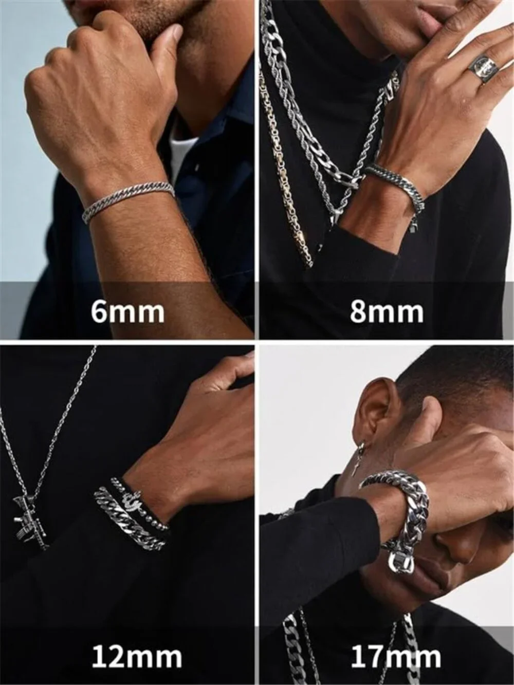 Men's Stainless Steel Cuban Link Bracelet 8mm Width
